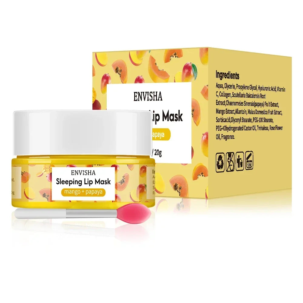 Blushimmer ENVISHA Coconut Lip Sleep Mask in 20g jar, moisturizing balm for lips, fading lines, nourishing skincare at night