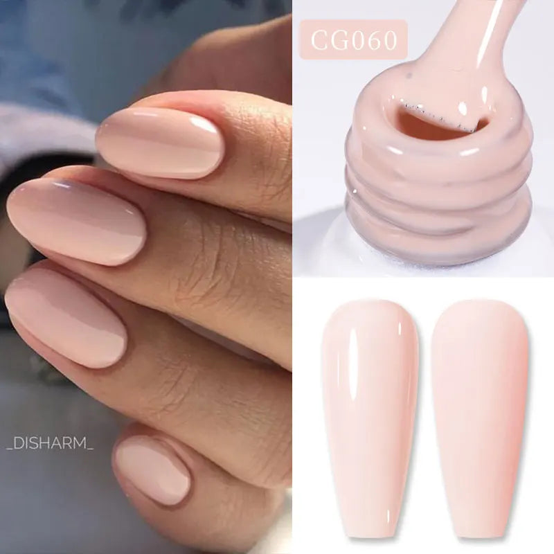 Blushimmer BORN PRETTY Jelly Nude Gel Nail Polish in light pink peach, 10ml, translucent UV cure gel for DIY nail art.