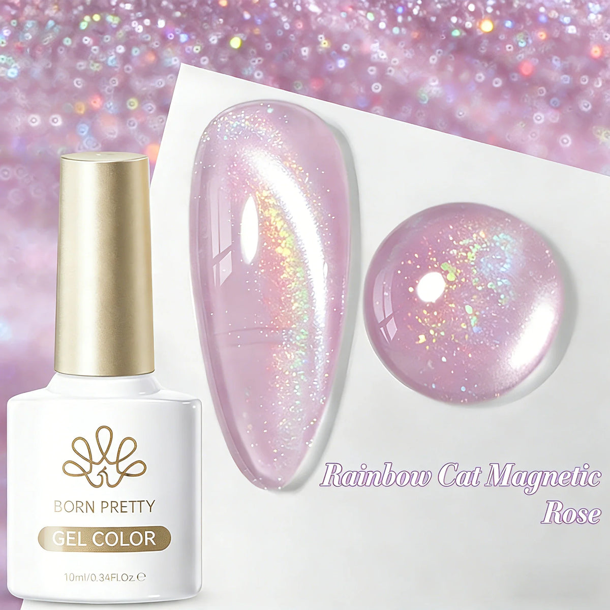 Born Pretty 117 Colors Cat Magnetic Gel Nail Polish, 10ml, showcasing vibrant semi-permanent nail color in a sleek bottle.