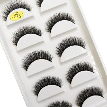 Set of 5 pairs of natural 3D mink false eyelashes with soft wispy, fluffy design for makeup, in 9 styles by Blushimmer