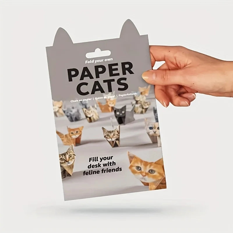 Paper Cats Origami Kit - Fold Your Own Cute pet, Perfect Gift for Cat Lovers, Handmade Paper Crafts, Ideal for Home Decor