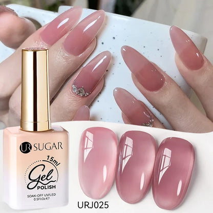 Blushimmer UR SUGAR 15ml jelly translucent white gel polish for semi-permanent UV nail art, soak-off varnish, latest fashion.