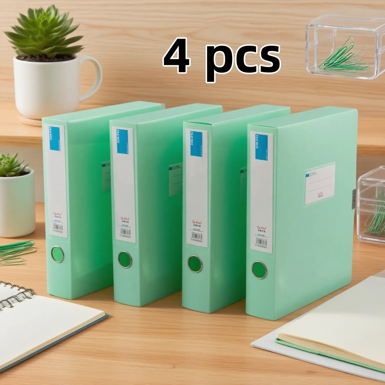 4-Piece Set of File Boxes, A4 Document Boxes, Office Desk Storage Boxes, Large-Capacity Contract Folder Storage, Office Supplies