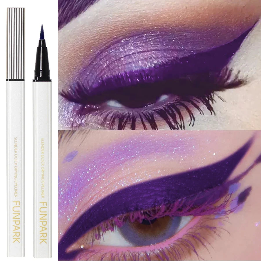 Purple liquid eyeliner pen by Blushimmer with long-lasting, waterproof, quick-drying, matte finish, ideal for precise Korean makeup looks
