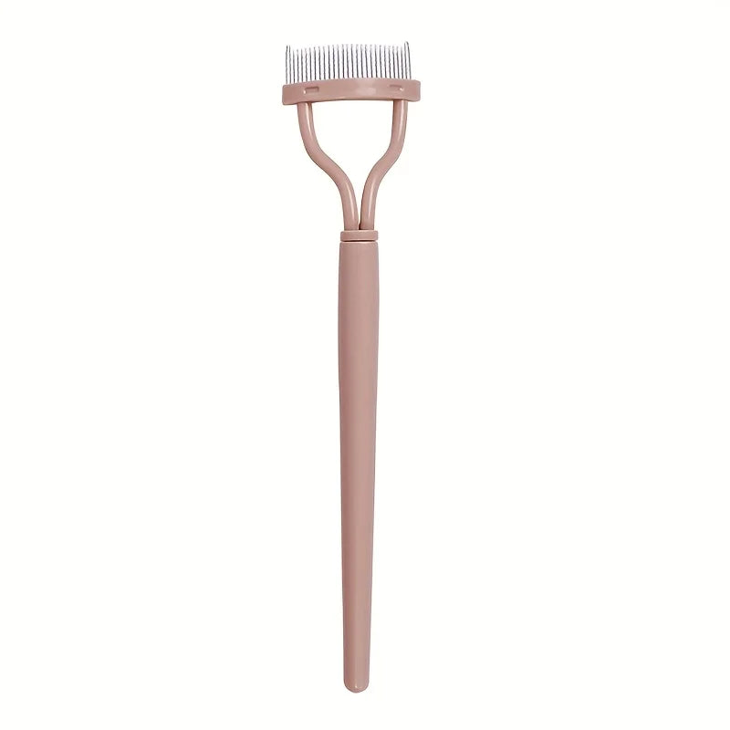 Blushimmer curved eyelash brush tool for separating and styling eyelashes, featuring a precision comb for grooming.