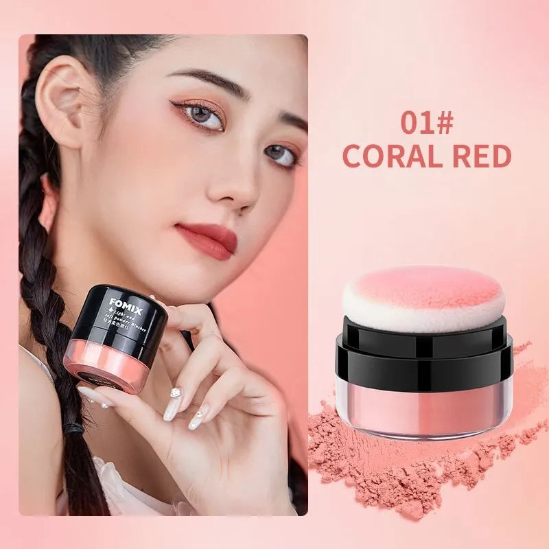 Blushimmer FOMIX loose powder air cushion blush with high pigment, soft matte finish, natural cheek color, long-lasting makeup.