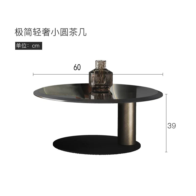 Designer Stainless Coffee Tables European Luxury Round Tea Table Living Room Furniture Italian Tempered Glass Furniture Home