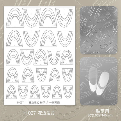 Kaniu Transparent Hollow French Nail Stickers Snowflake Starry Design Nail Art Decal Self-Adhesive Manicure Stencil Template