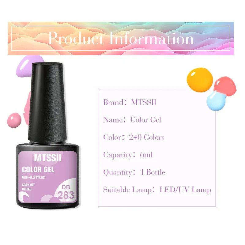 Set of six pink glitter gel nail polish bottles from Blushimmer, featuring semi-permanent base, matte top coat, and UV/LED soak-off gel