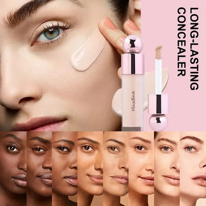 Blushimmer nude matte liquid concealer with full coverage, long-lasting, brightening, and hydrating formula in a sleek applicator.