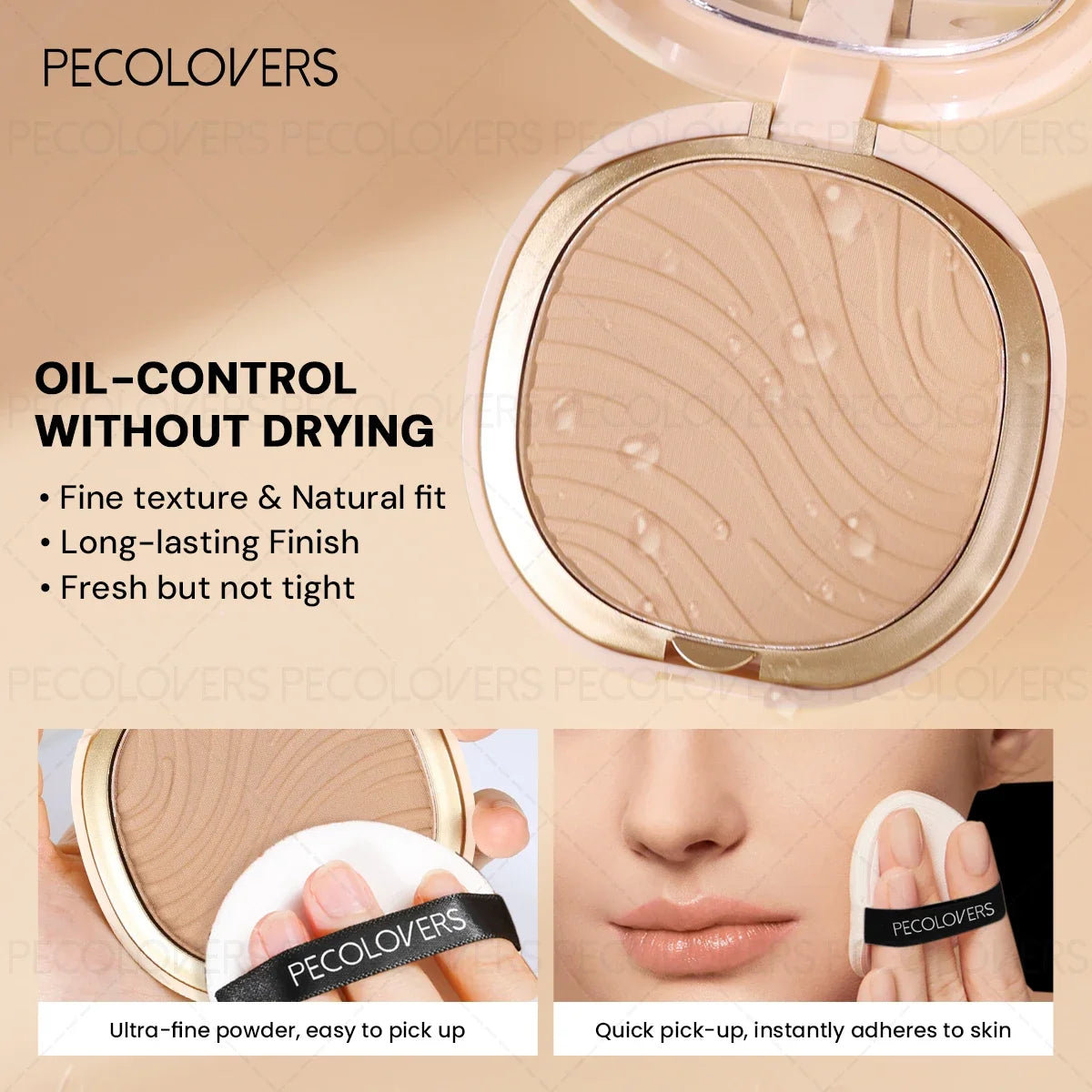 Blushimmer waterproof pressed powder foundation with matte finish, full coverage, non-sticky, suitable for all skin types in light to medium tone.