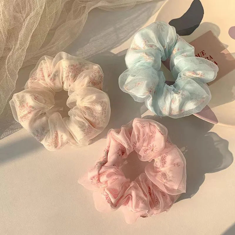 1/3 piece - Sweet summer net-like bob hairstyle large intestine hairband for women. Early spring hair tie, new trendy style, ele