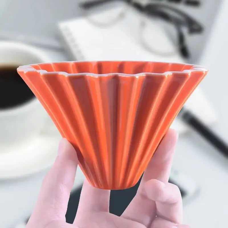 Ceramic Hand Brewing Coffee Dripper Pour Over Coffee Maker Handmade Origami Coffee Filter Cup Flower Shape Funnel Drip Cafe Cup