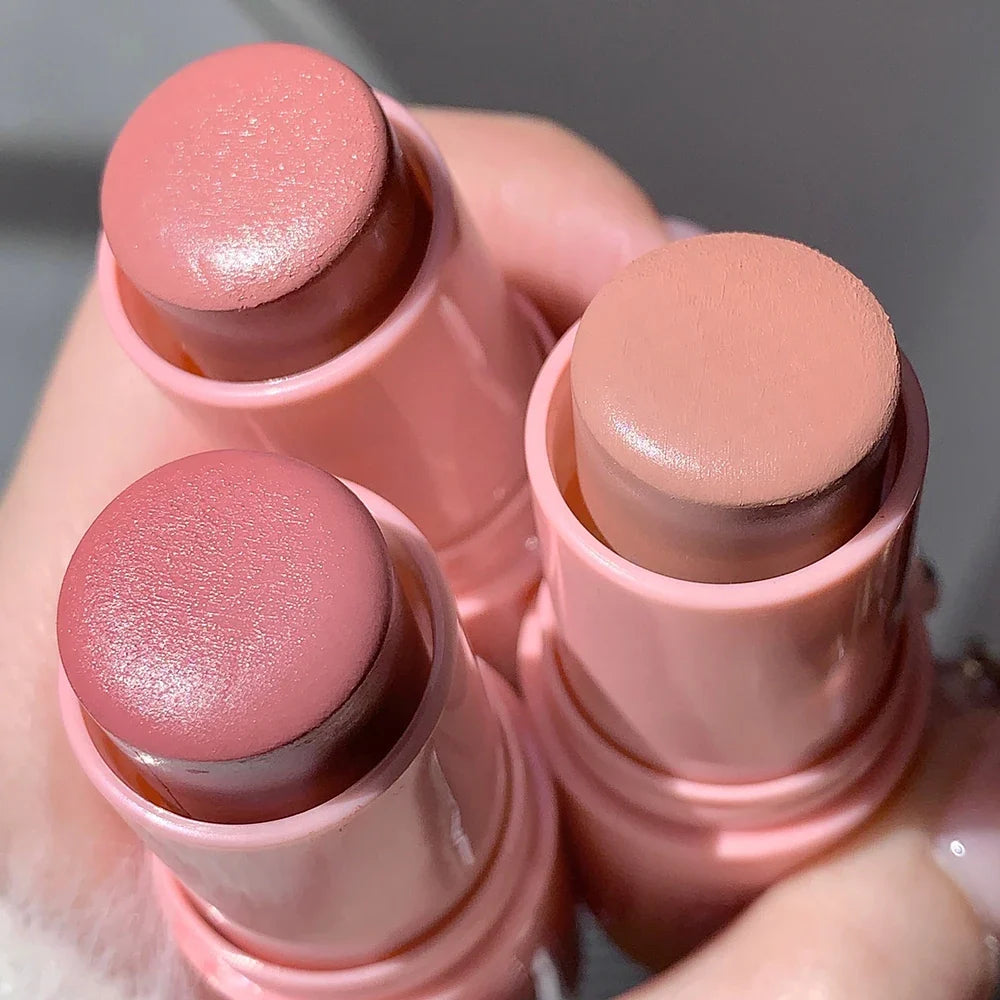Blushimmer smooth blush stick with natural, long-lasting waterproof formula, brightening skin tone and expanding color for a radiant look.