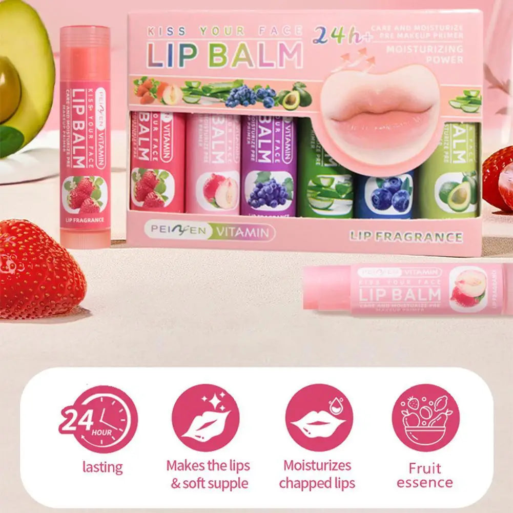 Blushimmer 6-piece natural fruit discolored lip balm set with color-changing, moisturizing, long-lasting glossy lip tints and nourishing lipstick
