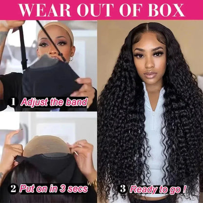 Selvanelle human hair glueless deep wave lace frontal wig with pre-plucked curls, 13x4 or 13x6 lace, ready to wear, Vietnamese hair