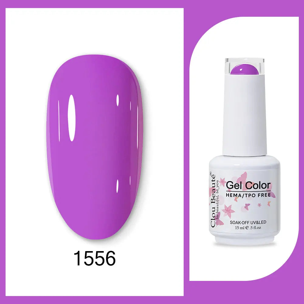 Blushimmer Clou Beaute 15ml neon gel nail polish with red, black, white, green, and velvet top coat, semi-permanent gel varnish.
