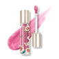 Blushimmer CATKIN Lip Essence lipstick and water gloss in a clear glass container, showcasing moisturizing pink lip gloss with a mirror-like finish.