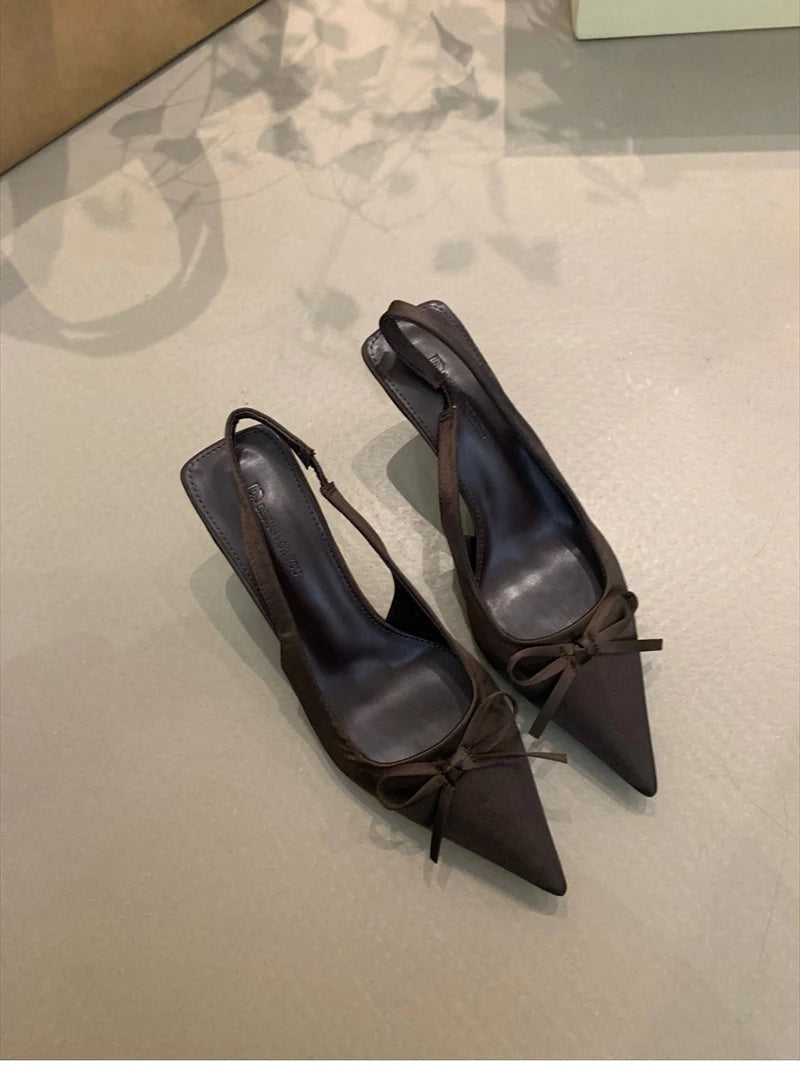 Summer Slip On High Heel Women Sandals Fashion Butterfly-knot Singbacks Pumps Stripper Party Female Sandalias