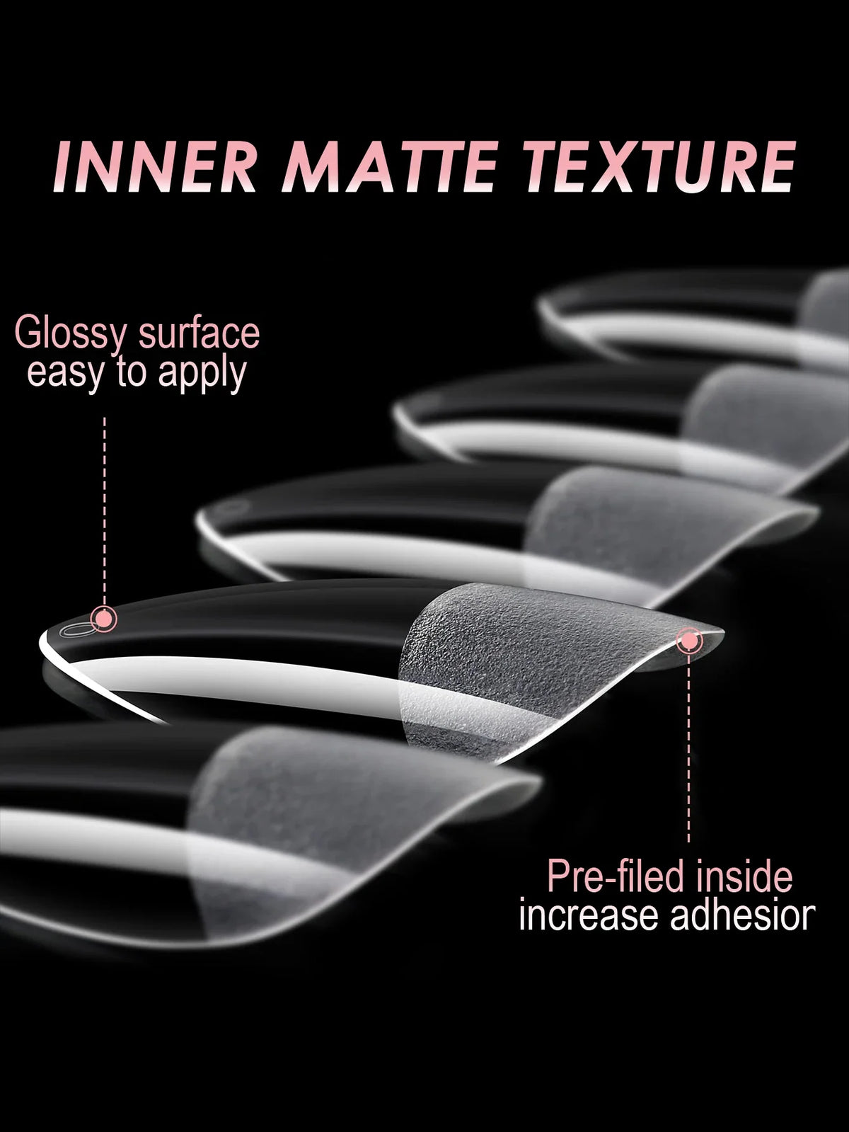Set of 100/600 short almond-shaped soft gel nail tips from Blushimmer, full cover false nails for acrylic and press-on manicures.