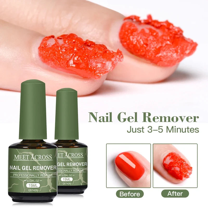Blushimmer MEET ACROSS 15ml magic fast nail gel polish remover with UV soak-off, semi-permanent varnish removal tools for manicures
