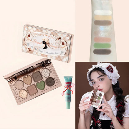 Blushimmer Flower Knows Chocolate Wonder-Shop 8-color eyeshadow palette with brown, beige, and shimmer shades in a sleek compact