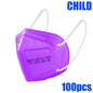 50-100pcs 5Layers Kids Facemask KN95 Mask Child Disposable Mask Virus Mouths Fpp2 Covers Dust Full Face Masks Non-woven Fabric