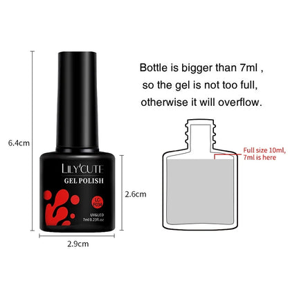LILYCUTE 7ml colorful gel nail polish by Blushimmer in a vibrant 129-color palette for long-lasting manicure and nail art.