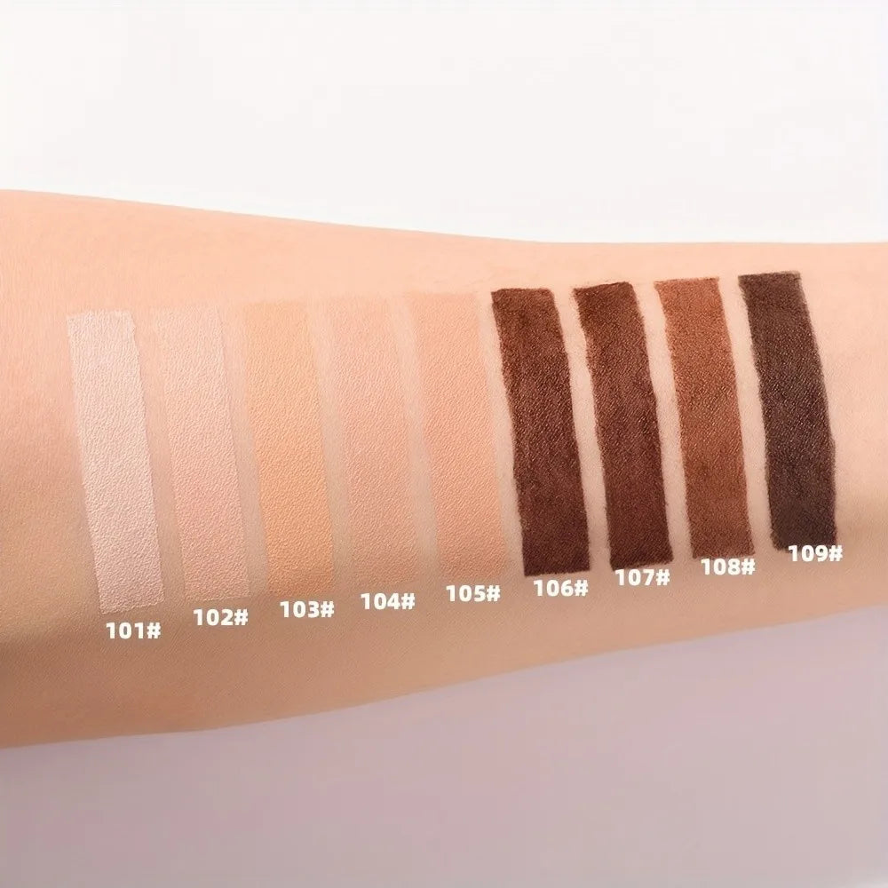 Blushimmer 2024 foundation and puff set featuring liquid matte full coverage, waterproof formula, and blue thumb puff.