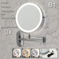 Wall Folding Makeup HD Mirror Double Side Fill Light Magnifying USB Charging Led Tricolor Dimming Bathroom Cosmetic Mirrors