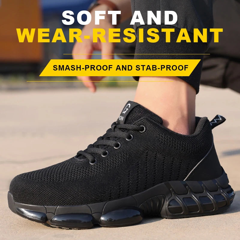 Steel Toe Shoes for Men Lightweight Work Shoes Air Cushioned Sneakers Indestructible Construction Industrial Work Safety Sneaker