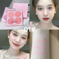 Blushimmer 4-color blush powder set with warm matte cheek shades for face makeup and facial beauty cosmetic application.