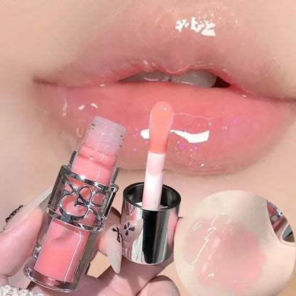 Blushimmer clear glass shine lip gloss with watery, moisturizing formula and juicy, long-lasting lip stain and plumper effect.