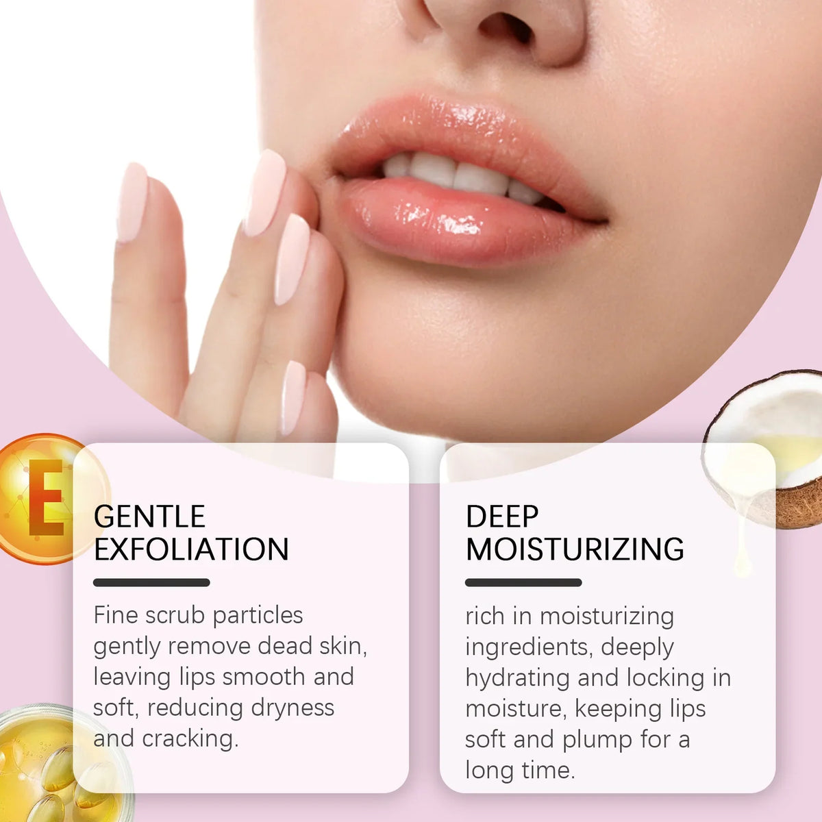 Blushimmer Gentle Lip Scrub with sugar, exfoliating and moisturizing lip care for soft, smooth, hydrated lips.