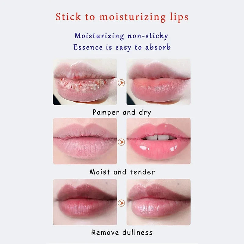 Blushimmer exfoliating lip balm with gloss and moisturizer, showing smooth, lightened lips and a glossy finish.