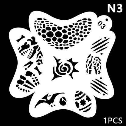 Blushimmer reusable body painting stencils with face art stamps and temporary tattoo designs on plastic sheets for creative body art.