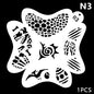 Blushimmer reusable body painting stencils with face art stamps and temporary tattoo designs on plastic sheets for creative body art.