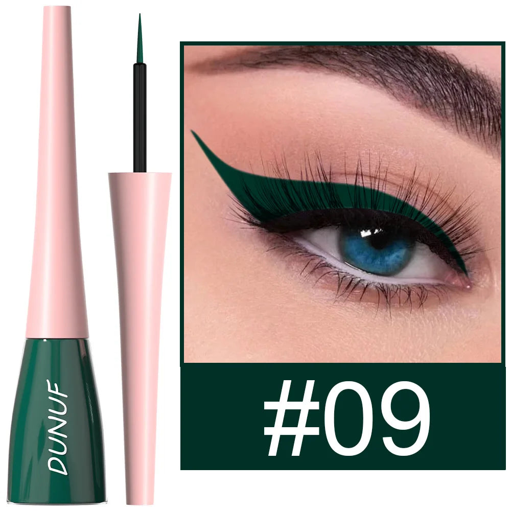 Blushimmer matte dark green waterproof liquid eyeliner pencil with ultra-thin tip, long-lasting, quick-dry eye makeup in a sleek design.
