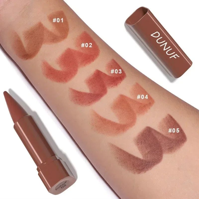 Blushimmer nude brown lip liner pencil and velvet matte lipstick for waterproof, long-lasting, non-stick lip makeup.