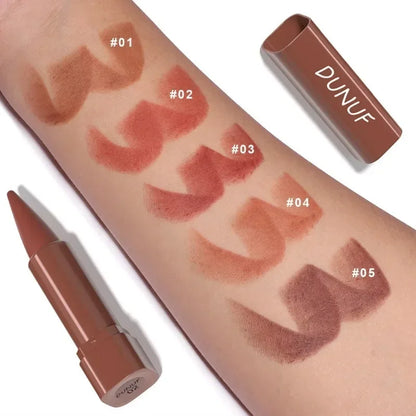 Blushimmer nude brown lip liner pencil and velvet matte lipstick for waterproof, long-lasting, non-stick lip makeup.