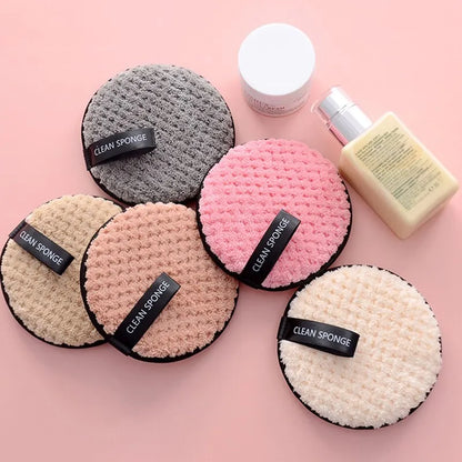 Set of four Blushimmer microfiber cotton makeup remover pads for washable, gentle facial cleansing and skincare.
