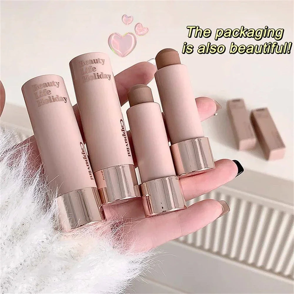 Blushimmer moisturizing matte concealer contour stick with 3D nose shadow and face highlighter for bright, waterproof makeup application.