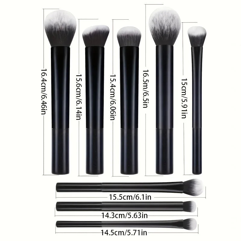 8pcs Pro Easy to Clean, Makeup Brush Set - Soft, Premium Synthetic Hair, Cruelty-Free, Foundation, Blush, Eyeshadow