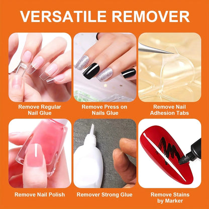 Blushimmer false nail remover liquid in a 10ml bottle, dissolves press-on nails and adhesive tips for easy removal.