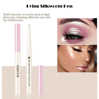 Blushimmer Hisyi 2-in-1 lying silkworm eyeliner and highlighter pen, featuring sleek black design and dual tip for precise application