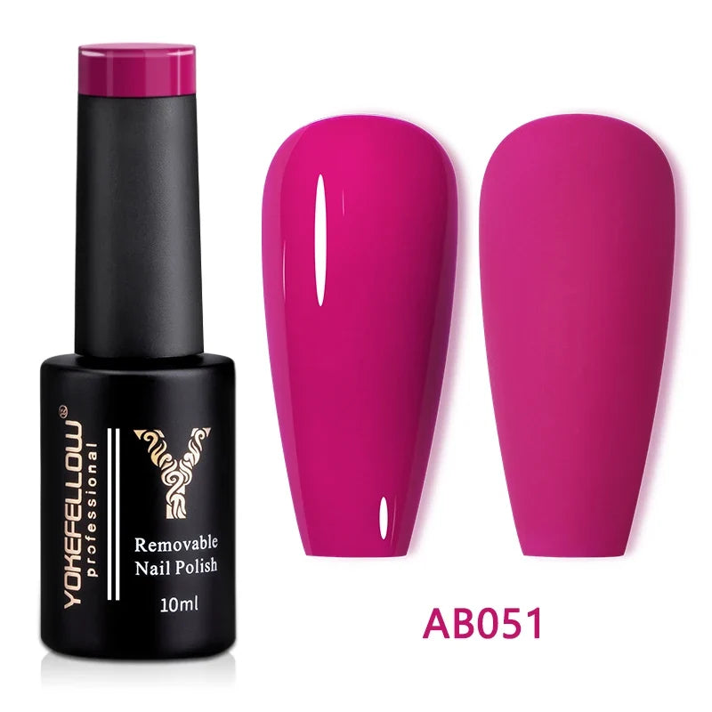 Blushimmer YOKEFELLOW 10ml translucent pink gel nail polish in a jar, showing the smooth, glossy finish of the soak-off UV gel.