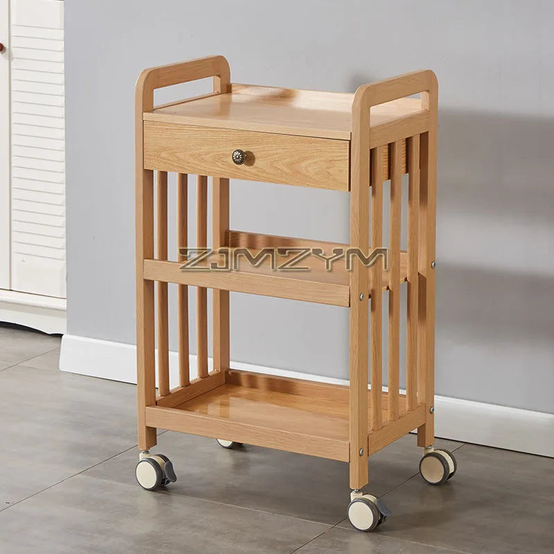 Modern Beauty Salon Tools Trolley Auxiliary Cart with Wheels for Beauty Salon Movable Drawer Storage Rack Creative Bar Cart