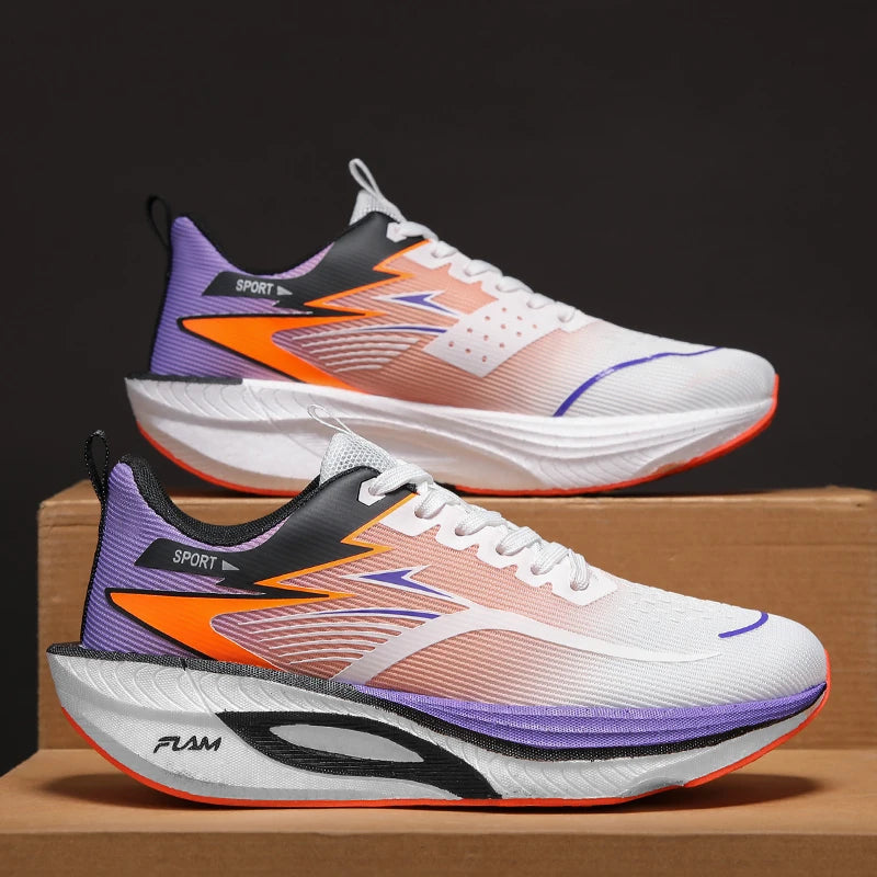 Running Shoes Men Sports Marathon Air Cushion Carbon Board Breathable Lightweight Comfortable Women Athletic Nonskid Sneakers