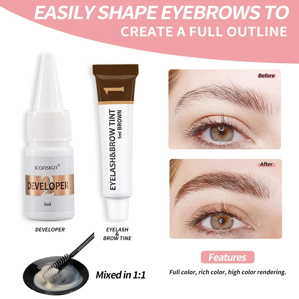 Blushimmer ICONSIGN Lash Lift and Tint Kit with eyelash perming and brow dye tools displayed on a white background.