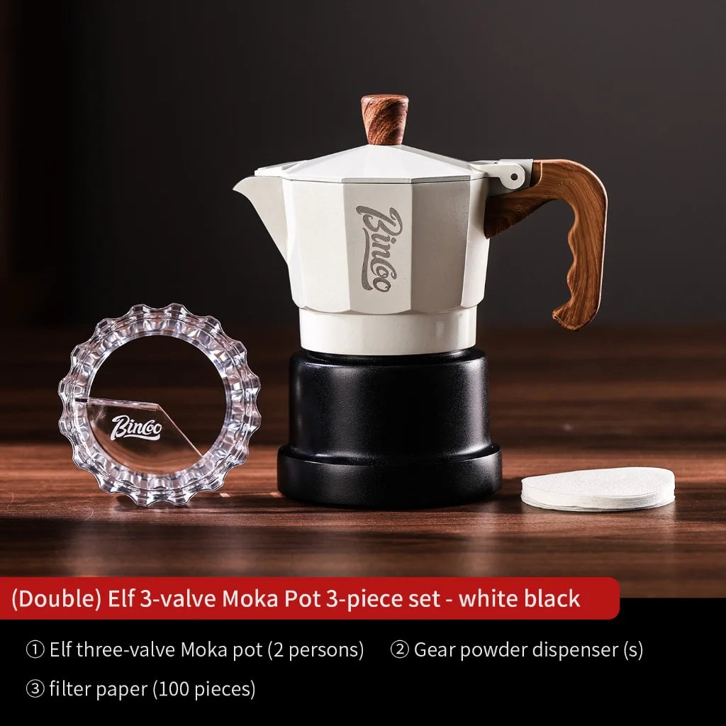 BINCOO Three-Valve Moka Pot Home Mini Espresso Coffee Maker Coffee Brewing Equipment 1Cup/2Cups